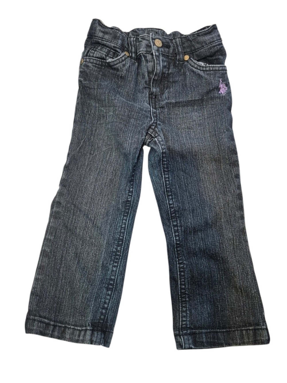 U.S. Polo Assn. Dark Wash Girls' Jeans with Purple Logo